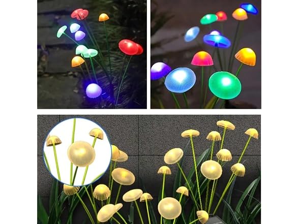 Slssqhz GAR-114 4pc Solar Mushroom Garden Lights RGB