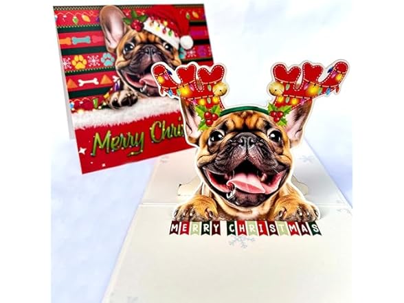 French Bulldog Christmas Pop Up Card