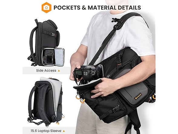 TARION Professional Camera Backpack | 15.6in Laptop