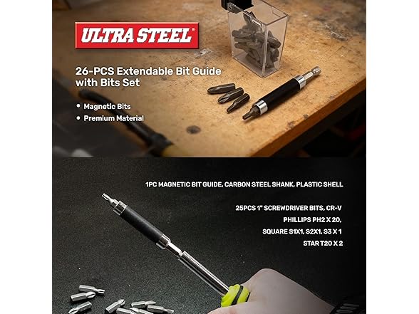 ULTRA STEEL AU20040J 26PCS MAGNETIC DRIVER BITS SET