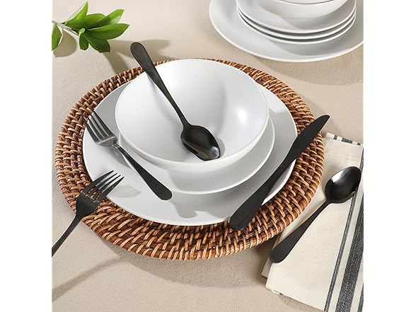 Ravidia Black Flatware Cutlery Silverware Set 20 Pieces