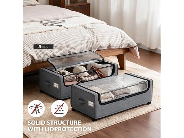 Under Bed Storage with Wheels, 2 Pack