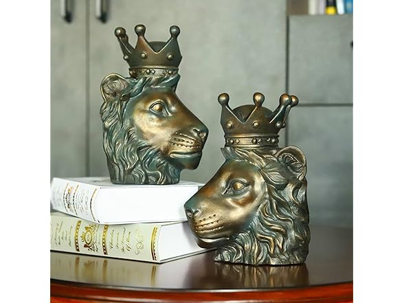 VICTAR DESIGN Lion Head Sculpture Bookend