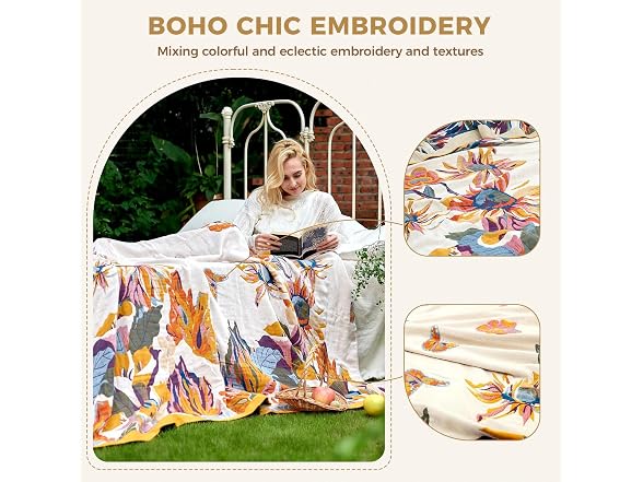 LUTBM 60x80 Boho Cotton Throw Blanket