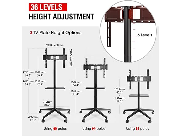Tall Rolling TV Stand