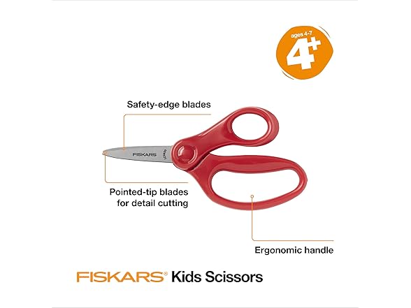 Fiskars 5" Pointed-Tip Scissors for Kids 4-7 (3-Pack)