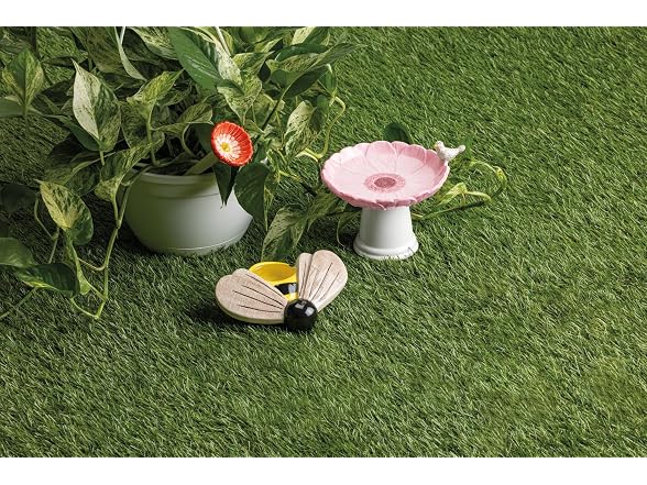 Mud Pie Ceramic Pink Flower Small Bird Bath