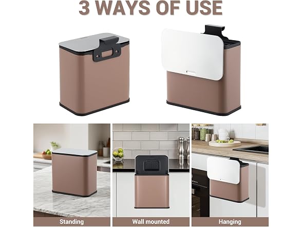 OUTLANE 1.3 Gal Hanging Trash Can Brown