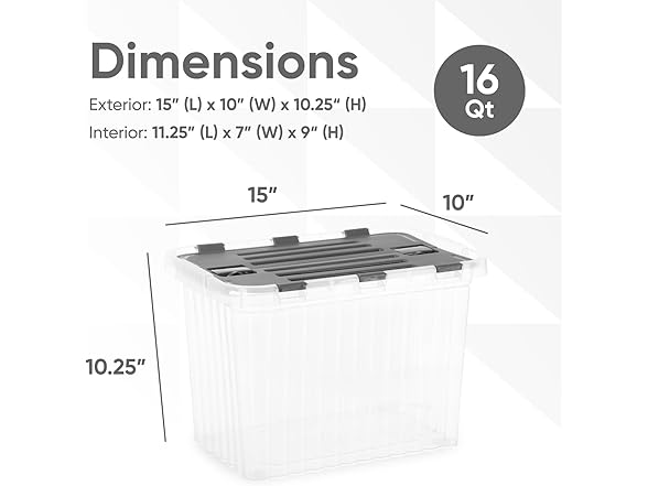 Superio 12-Pack Clear Storage Bins with Lids 17 Quart (15"x10"x10.25") 