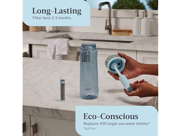 Contigo Wells Plastic Filter Water Bottle 24 Oz, Dark Ice