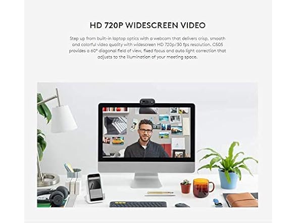 Logitech C505 HD Wired Business Webcam