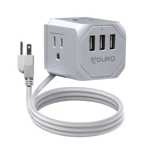 Aduro Square Power Strip - 3 AC Outlets & 3 USB Ports - Gallery 16
