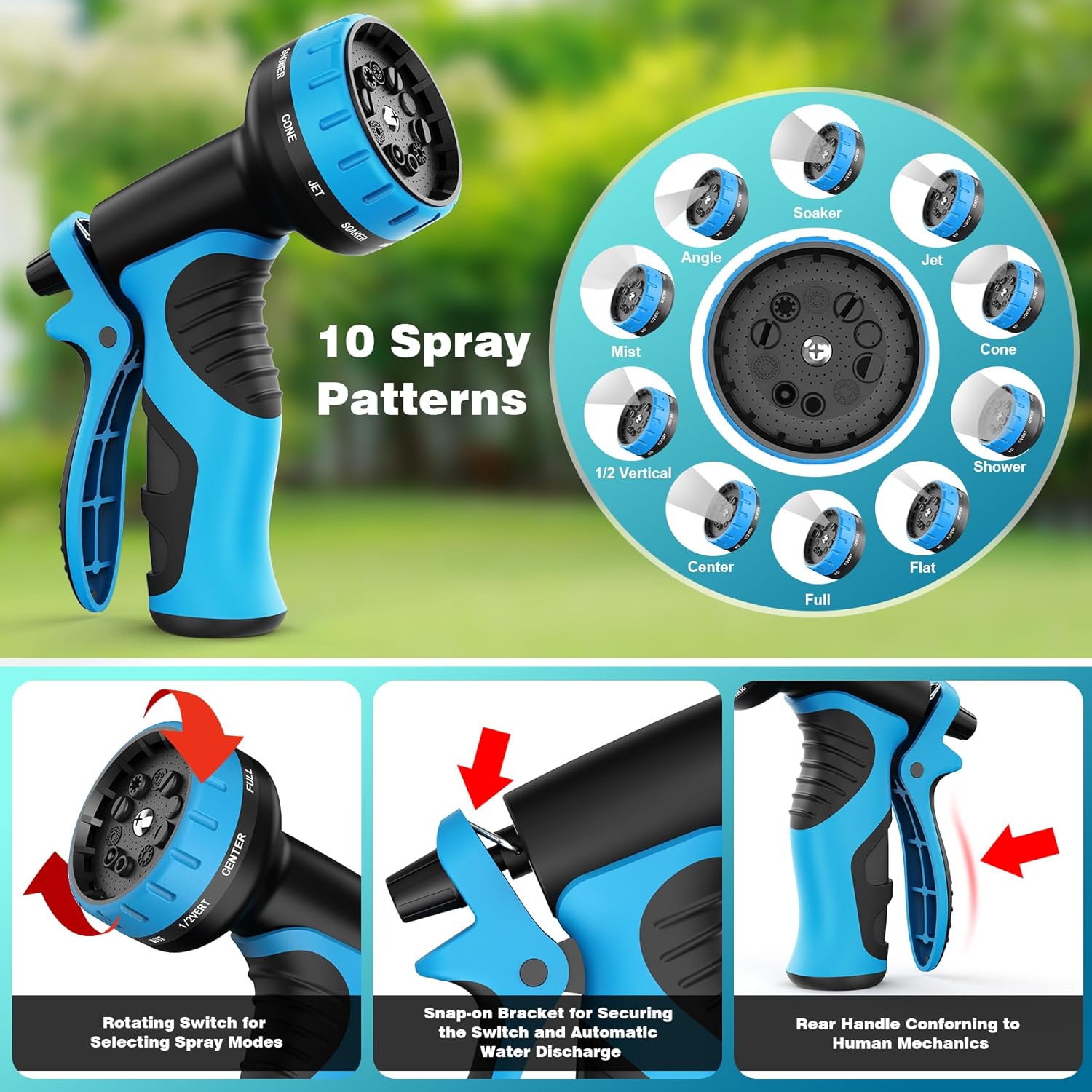 Expandable Garden Hose 25ft w/ 10 Nozzle - Gallery 10
