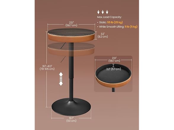 VASAGLE EKHO Collection - Height Adjustable Bar Table