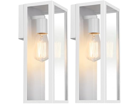 2-Pack 13" White Outdoor Wall Lanterns
