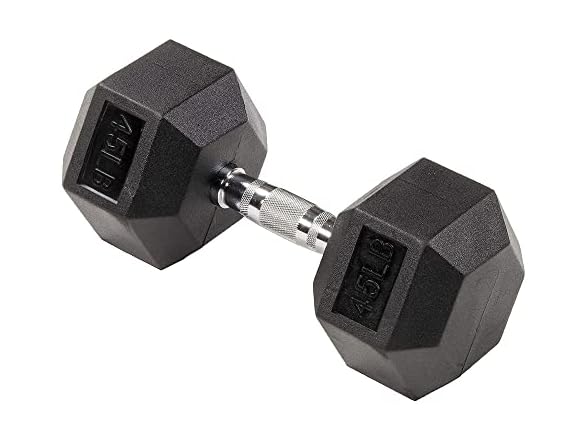 Fitvids Rubber Hex Dumbbell, 45LB Single