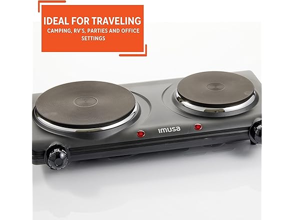 IMUSA Double Electric Hot Plate, Black