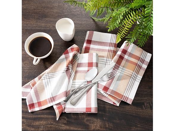 Threadmade Seneca Plaid Harvest Cotton Napkins, Set of 8