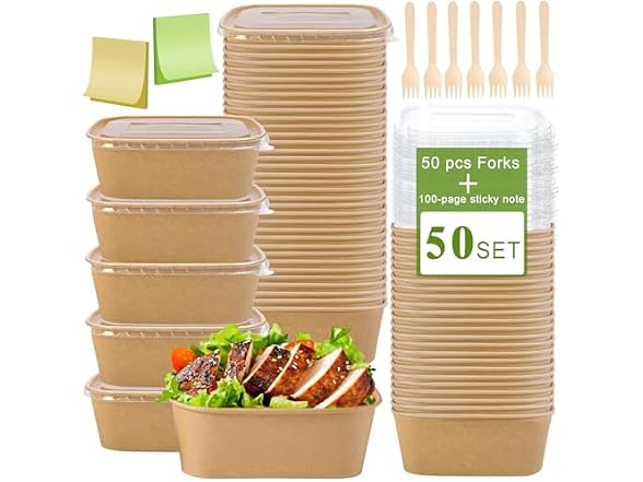 50-Pack 22Oz Kraft Paper Bowls
