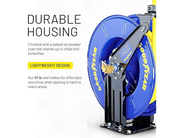GOODYEAR Heavy Duty Hose Reel Retractable 3/8" Inch x 50'