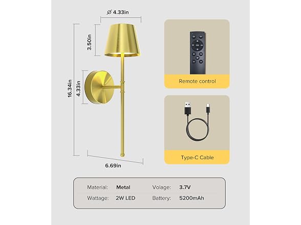 UME Wireless Sconces Set of 2