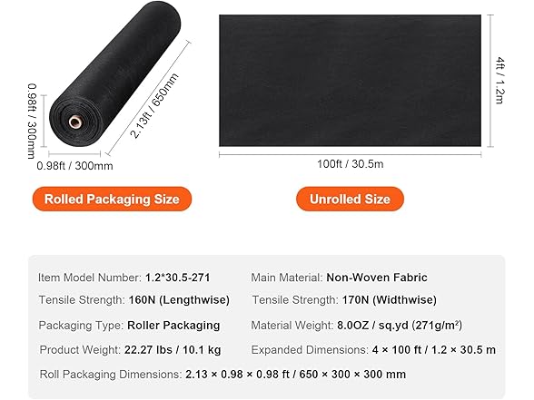 VEVOR Non Woven Geotextile Fabric Under Gravel