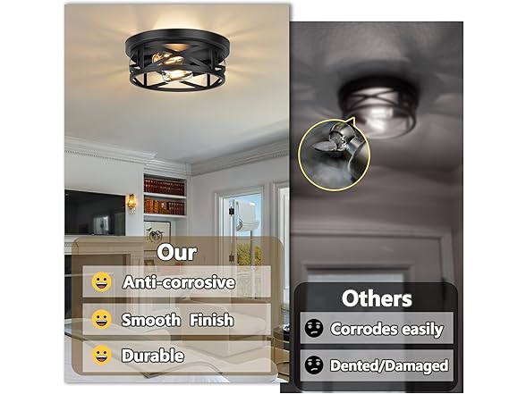 Bosceos 2-Light Flush Mount Ceiling Light Fixtures, 2-Pack Farmhouse