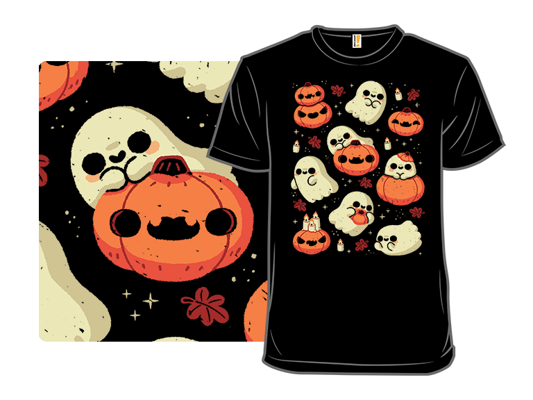 Cute Ghost with Halloween Pumpkin