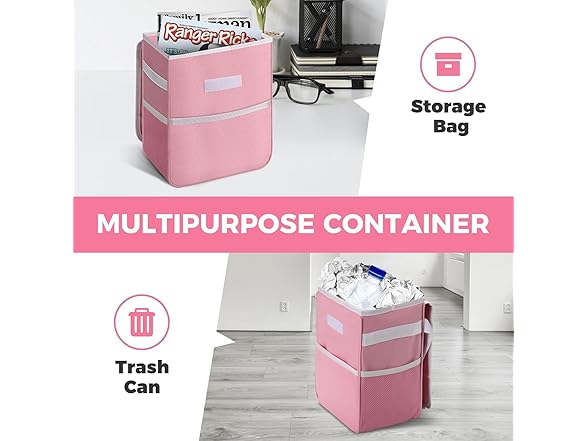 Simple Deluxe 2Gal Car Trash Can, Pink