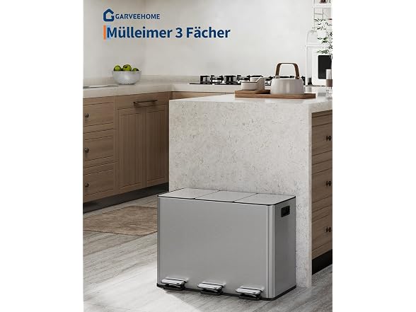 OUTLANE 3-in-1 Stainless Steel Trash Can with Lid 