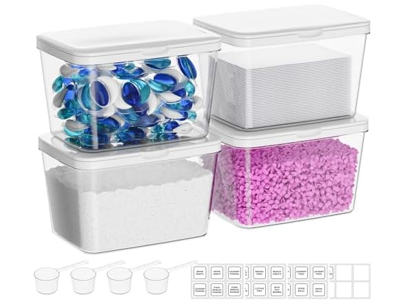 Vtopmart 4 Pack Laundry Room Storage Containers