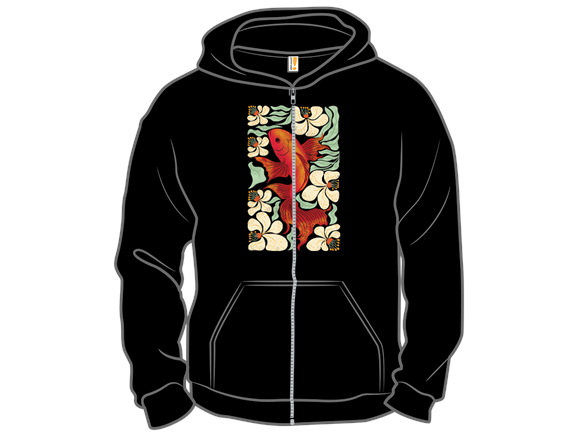Carp Fish Among Flowers