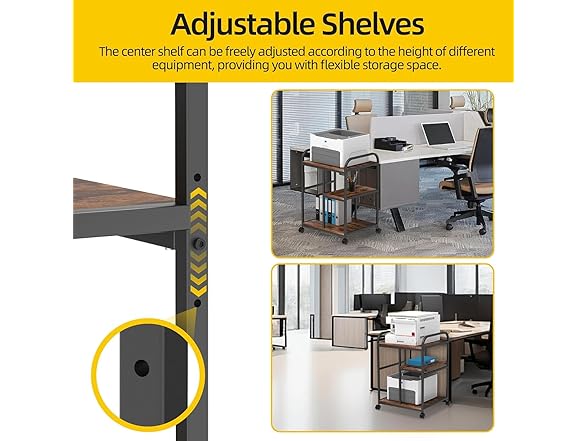 KDSOM Printer Stand with Adjustable Shelves