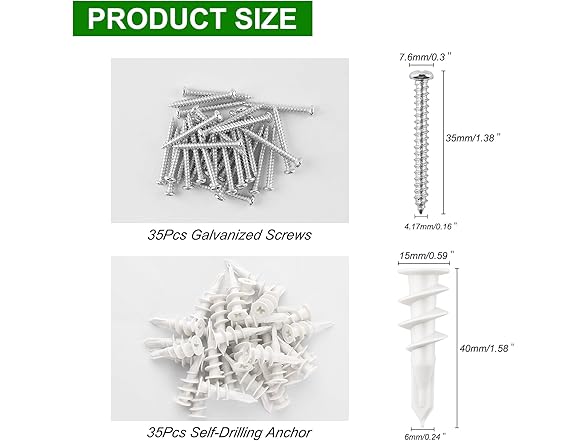 Beslife #8 Self Drilling Drywall Anchors