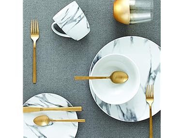 $19.99 Safdie & Co. 16-Piece Marble Dinnerware Set dealfomo