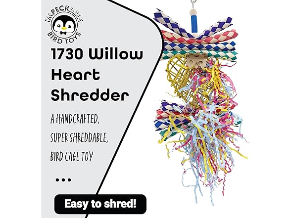 Impeckable Bird Toys 1730 Willow Heart Shredder Bird Toy
