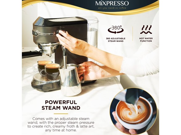 Mixpresso 15-Bar Automatic Espresso Machine with Milk Frother
