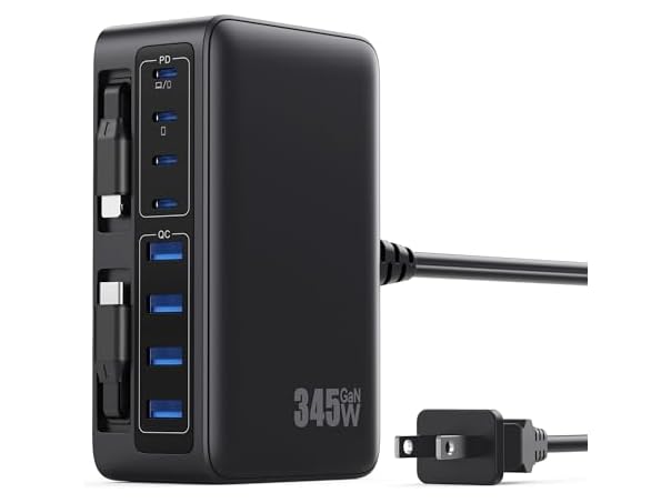 $24.99, Was $49.99, 50% Off! 345W USB C 10 in 1 Retractable Wall Charger dealfomo