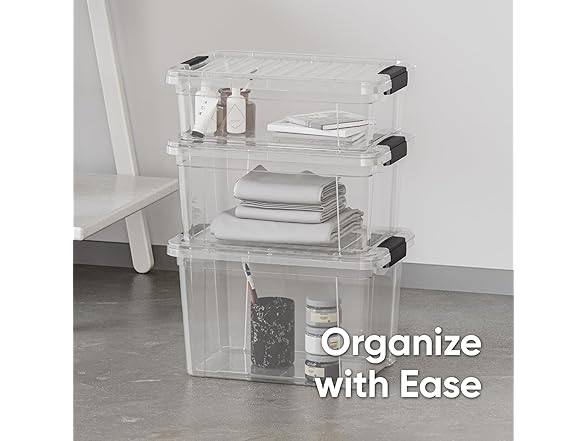 Superio Small Clear Storage Box with Lid, 4.75 Quart 10 PK