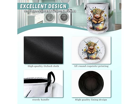 Cute Highland Cow Laundry Basket