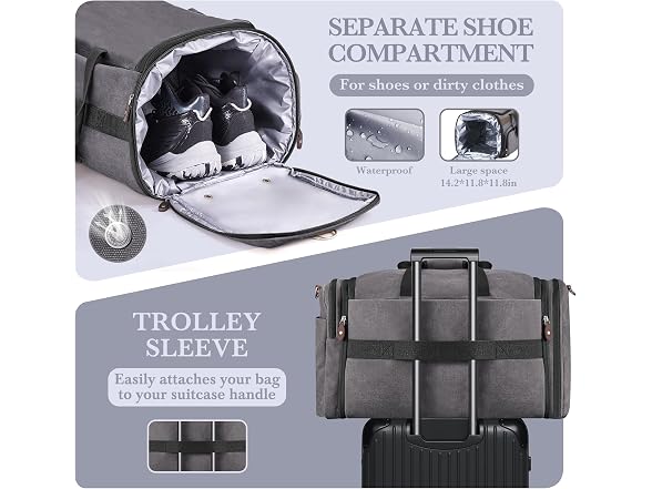 SHOWKOO Dark Grey 60L Duffle Bag