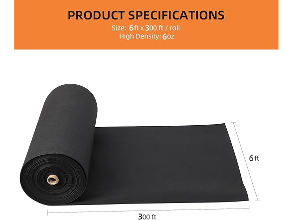 Towallmark Geotextile Landscape Fabric, 6ft x 300ft