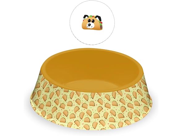 Fun Food Melamine Taco Pet Bowl - Large - 6 Cups Set of 2
