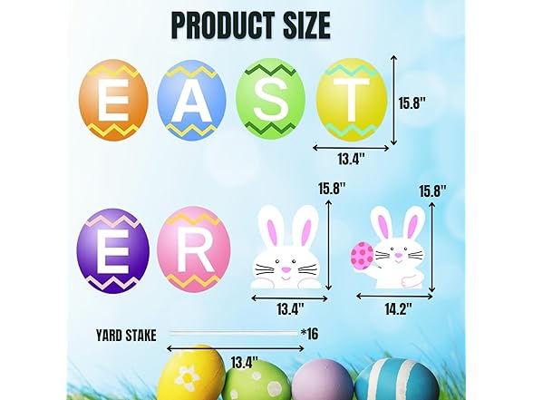 ALISSAR Large Easter Bunny Egg Signs