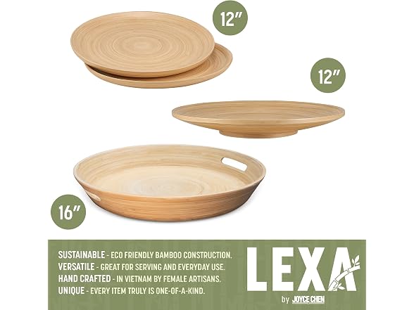 LEXA 4-Piece Handcrafted Bamboo Serving Set