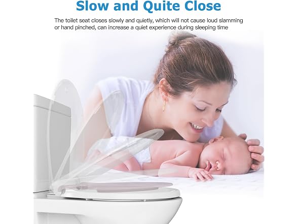 Takywep Toilet Seat White w Pink Flat Toilet- Round