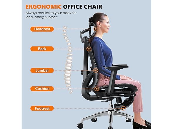 GABRYLLY Ergonomic Office Chair with Footrest