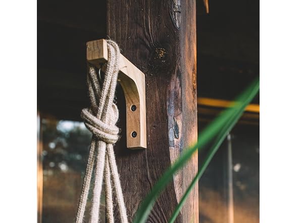 Acacia Wood Hanging Brackets with Dual Hooks, 2-Pack