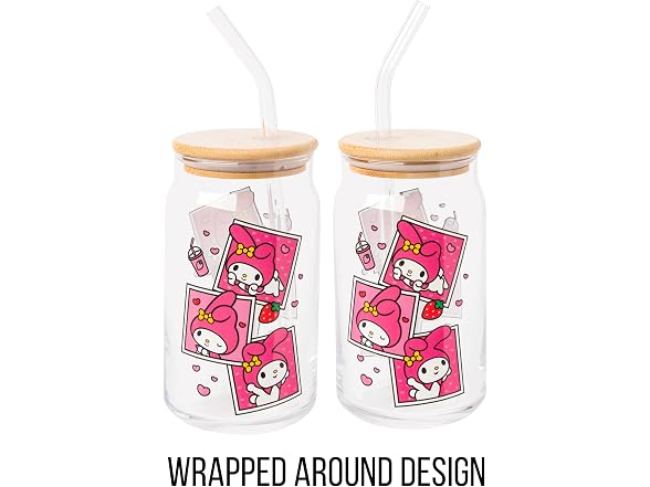 Silver Buffalo Sanrio My Melody, Glass Tumbler, 16oz