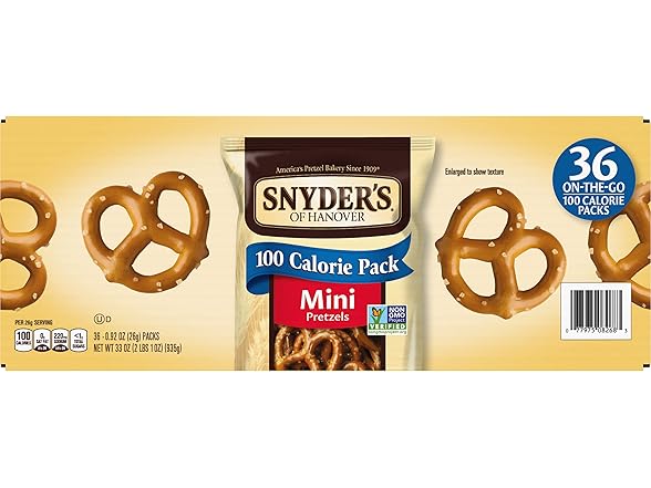 36CT Snyder's of Hanover Mini Pretzels, 100 Calorie